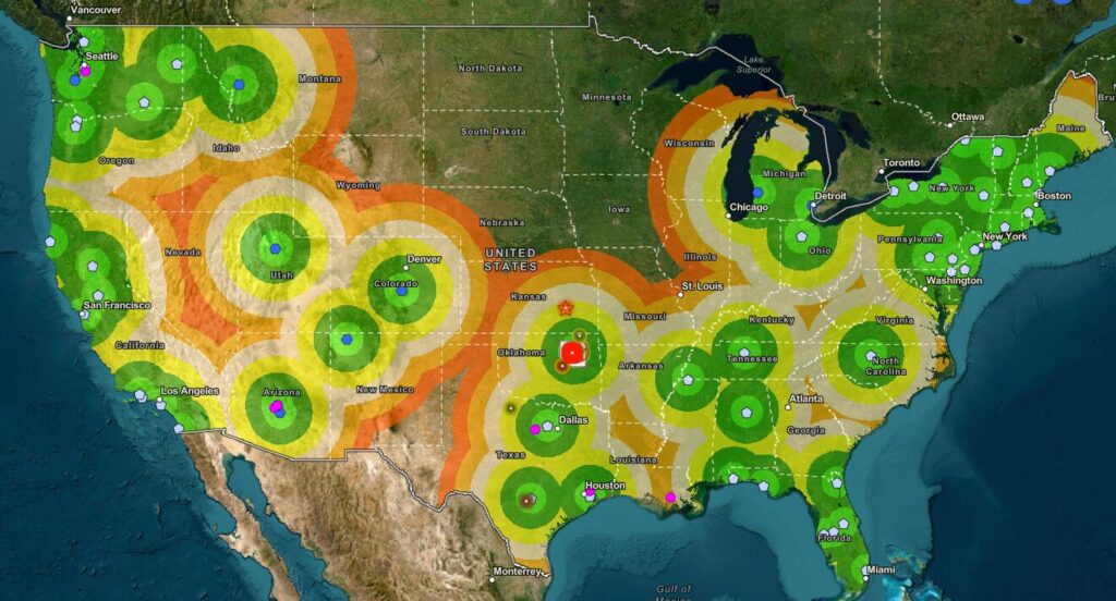 Map showing regional coverage of all ACME Co-Op members