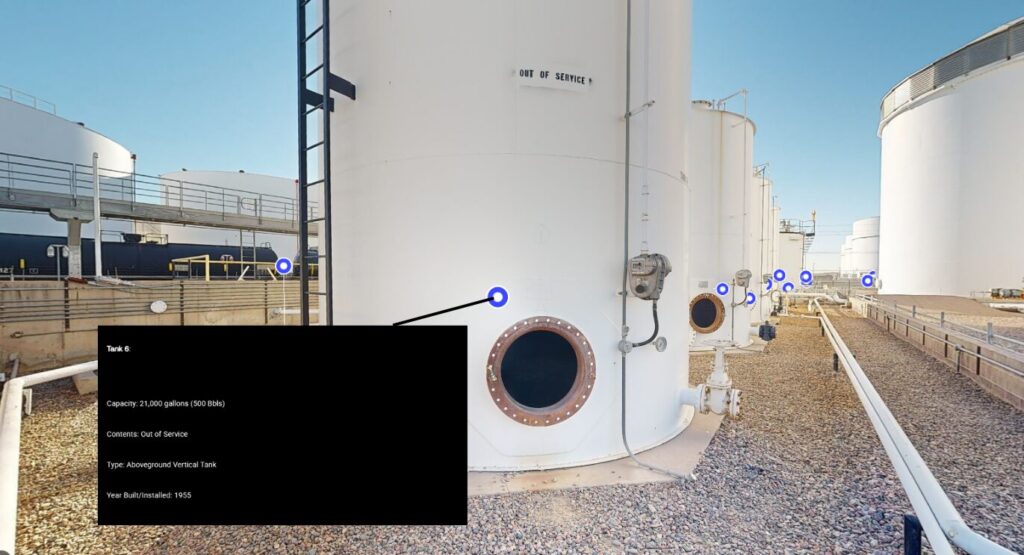 Customer tank farm having all tanks numbered for quick reference