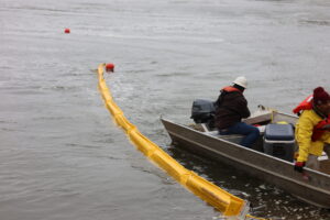 The First Section of Containment Boom Deployed