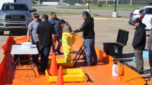 Frequently Overlooked Hazards Of Oil Spills 4 Decontamination set up during our Boom School using Aluminum Angle Berms, Foam Wall Berms, and Collapsible Berms