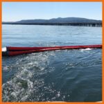 20" offshore containment boom preventively deployed and anchored to a buoy