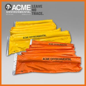 Thumbnail of ACME Environmental's 50ft orange and yellow contractor containment boom with and without top cable