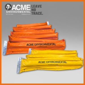 Thumbnail of ACME Environmental's 25ft and 50ft yellow and orange river & creek containment boom with and without top cable