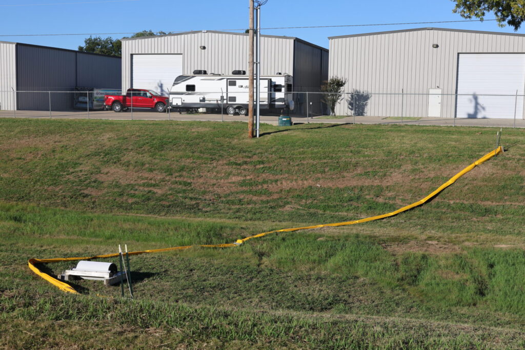 This tabletop drill is simulating a worst-case scenario, and this is a simulated containment strategy, including an oil skimmer and containment boom