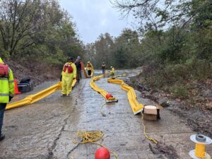 Containment Boom Being Prepared By Participants to Be Deployed