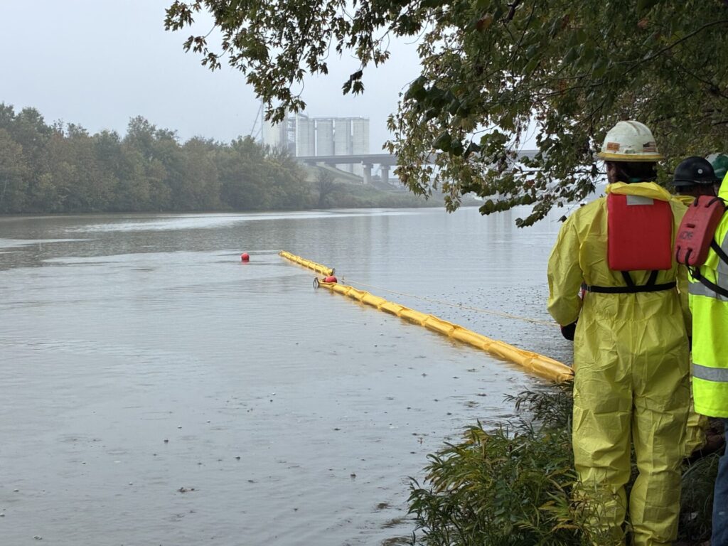 Both containment boom sections successfully deployed during training