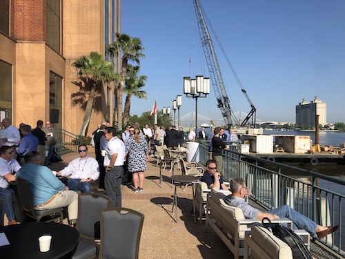 scaa annual meeting attendees taking a break outside of hotel