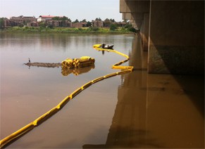 Yellow boom on water